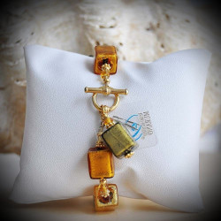 Cubi degradati gold bracelet genuine murano glass of venice