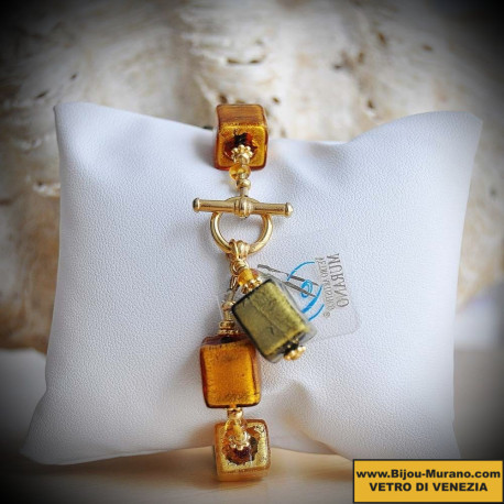 Cubi degradati gold bracelet genuine murano glass of venice