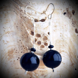 Champione black earrings in real glass of murano