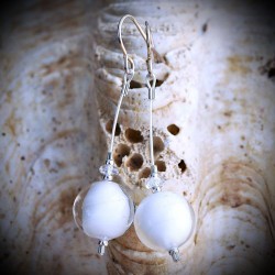 White crystal earrings in real glass of murano