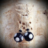 Crystal polka dot black/white earrings in real glass of murano