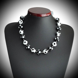 Crystal white / black pea necklace genuine murano glass of venice