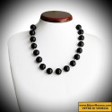 Black crystal necklace genuine murano glass of venice