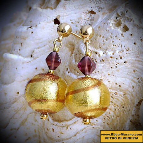 Tango chocolate earrings in real glass of murano in venice