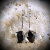 Tango earrings, dangling beads black cube in glass of murano in venice