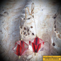 Tango earrings dangling beads red cube murano glass of venice