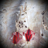 Tango earrings dangling beads red cube murano glass of venice