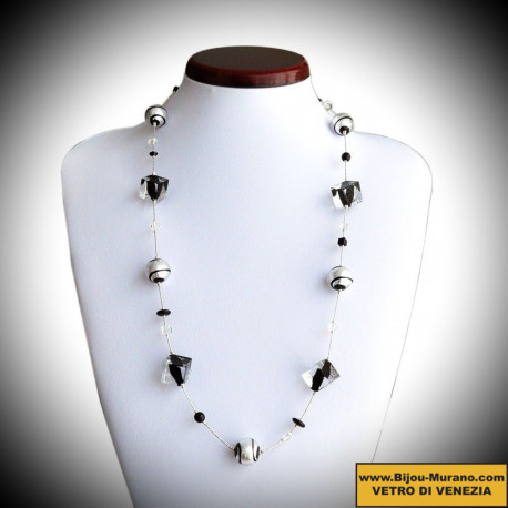 Tango necklace beads black cube in glass of murano in venice