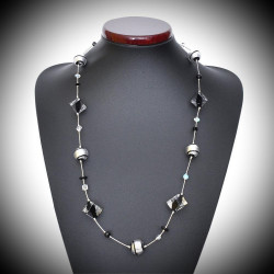 Tango necklace beads black cube in glass of murano in venice